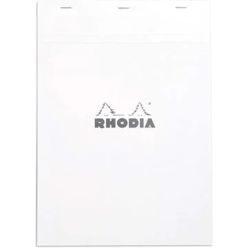 Bloc-Notes quadrillé - Couverture Blanc - 210 x 297 mm A4 : RHODIA N°18 Visuel