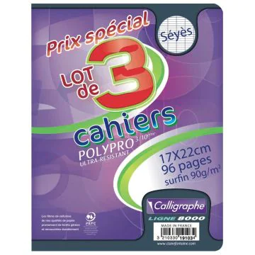 CALLIGRAPHE 19103C  Cahier ecolier - POLYPRO - 96 pages - 170 x 220 mm