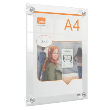 Porte Affiche à Ventouses - Acrylique Transparent - A4 - 261 x 346 mm : NOBO Premium Plus image