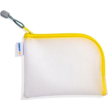 Pochette avec fermeture éclair - 190 x 140 mm - Transparent / Jaune : HERMA Mesh Bags image
