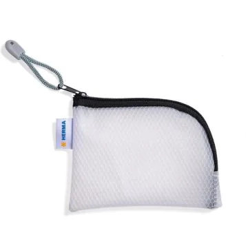 Pochette à filets avec fermeture éclair - A7 - Transparent / Noir : HERMA Mesh Bags image