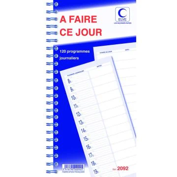 2092 ELVE : Lot de 5 blocs de planning journalier - A Faire ce jour