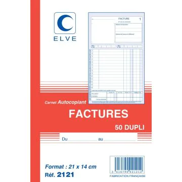 FACTURE : Carnet autocopiant Dupli 210 x 140 mm Elve 2121