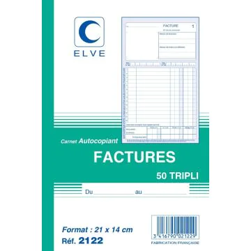 FACTURE Carnet autocopiant Tripli - 210 x 140 mm Elve 2122