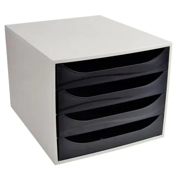 Module de rangement 4 tiroirs Ecobox - Gris/Noir EXACOMPTA Office Image