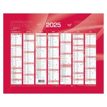 Calendrier mural 2025 - 270 x 210 mm QUO VADIS Rouge