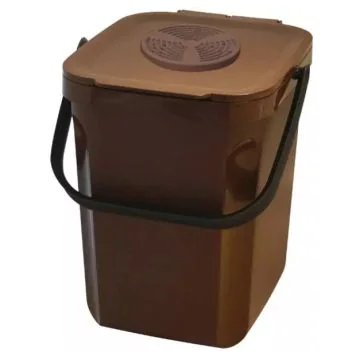 Poubelle bio avec couvercle - 10 litres - Marron/Noir CEP