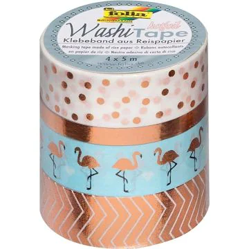 Ruban décoratif autocollant - Hotfoil Or rose : FOLIA Washi Tape Lot de 4 Visuel