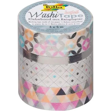 Ruban décoratif autocollant - Hotfoil Argent : FOLIA Washi Tape Lot de 4 Visuel