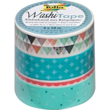 Ruban décoratif autocollant - Pastel : FOLIA Washi Tape Lot de 4 Visuel