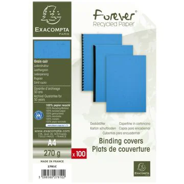 Couverture pour Reliure A4 - Carton - Bleu EXACOMPTA Lot de 100 Image