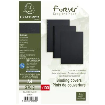Couverture pour Reliure A4 - Carton - Noir EXACOMPTA Lot de 100 Visuel