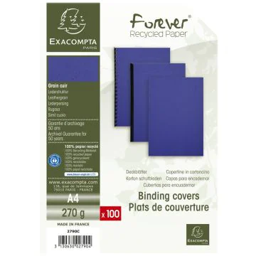 Couverture pour Reliure A4 - Carton - Bleu foncé EXACOMPTA Lot de 100 Visuel