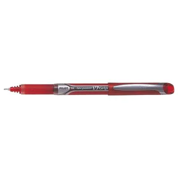 Stylo à capuchon roller à encre infalsifiable - Rouge : PILOT Hi-Tecpoint V7 Grip Visuel