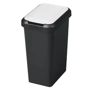 Poubelle de tri sélectif avec couvercle - 45 litres - Noir/Blanc : CEP