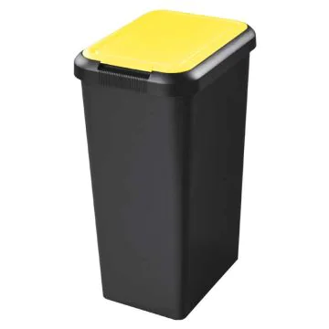 Poubelle de tri sélectif avec couvercle - 45 litres - Noir/Jaune: CEP