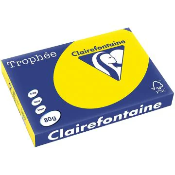 Ramette de papier de 500 feuilles A3 - Jaune fluo : CLAIREFONTAINE Trophée Visuel