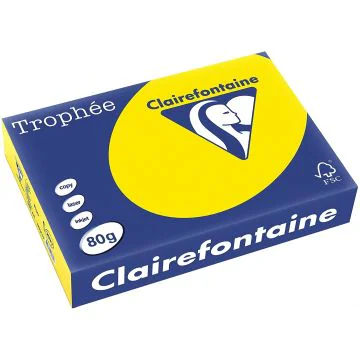 Ramette de papier de 500 feuilles A4 - Jaune fluo : CLAIREFONTAINE Trophée Exemple
