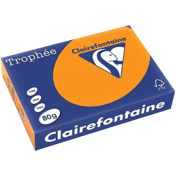 Ramette de papier de 500 feuilles A4 - Orange fluo : CLAIREFONTAINE Trophée 