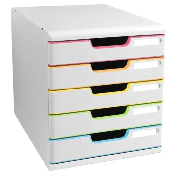 Module de rangement 5 tiroirs - Modulo - Blanc/Arlequin : EXACOMPTA Black Office image