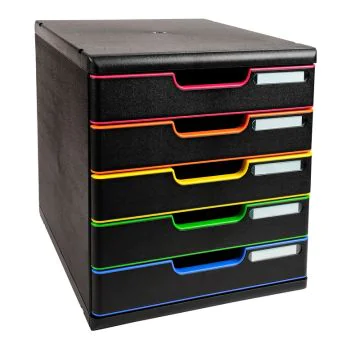 EXACOMPTA Module de rangement 5 tiroirs Modulo - Noir/Arlequin 301914D
