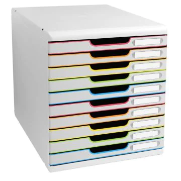 Module de rangement 10 tiroirs - Modulo - Blanc/Arlequin : EXACOMPTA Black Office image