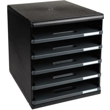 Module de rangement 5 tiroirs ouverts - Modulo ECOBlack - Noir/Gris Souris : EXACOMPTA modèle