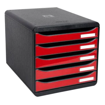 Module de rangement 5 tiroirs - Big Box Plus - Noir/Rouge Carmin Glossy EXACOMPTA Iderama Image