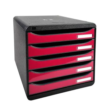 3097284D EXACOMPTA : Module de rangement 5 tiroirs - Big Box Plus - Noir/Framboise glossy