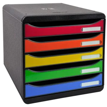 Module de rangement 5 tiroirs - Big Box Plus - Noir/Arlequin Glossy EXACOMPTA Glossy
