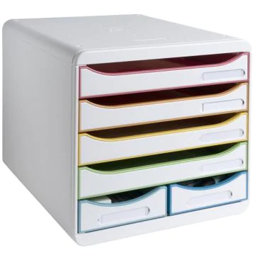 Module de rangement 6 tiroirs - Big Box Maxi - Blanc/Arlequin : EXACOMPTA Black Office image