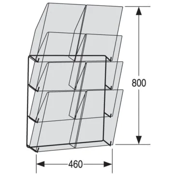 Présentoir mural - 8 compartiments format A4 - Gris clair/Transparent : KERKMANN Modèle