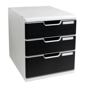 EXACOMPTA : Module de rangement 3 tiroirs Modulo - Gris/Noir