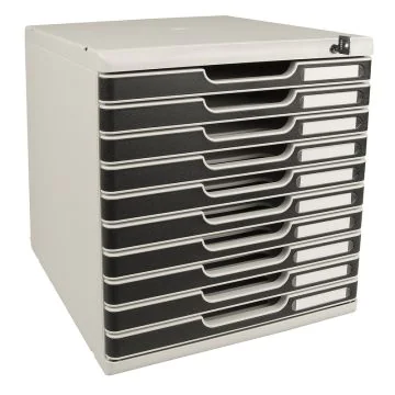 Module de rangement 10 tiroirs - Verrouillable - Modulo - Gris/Noir : EXACOMPTA Office image