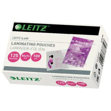 Photo Pochettes à plastifier des Cartes - 250 mic 54 x 86 mm : LEITZ Lot de 100 - 33810