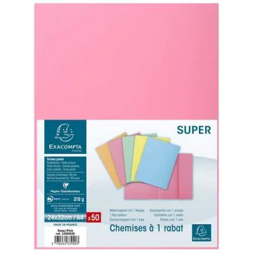 Lot de 50 Chemises à 1 rabat - Rose EXACOMPTA Photo