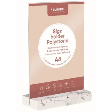 Présentoir de table avec socle en Polystone - Blanc - A5 : EUROPEL image