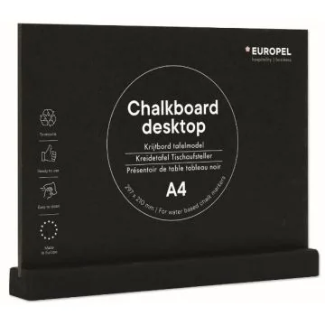 Présentoir de Table - A4/Paysage - Ardoise avec socle en bois Noir : EUROPEL image