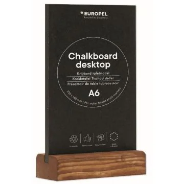 Présentoir de Table - A6/Portait- Ardoise avec socle en bois de Pin : EUROPEL image