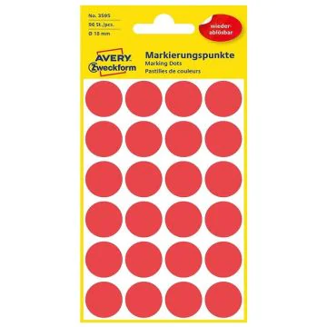 Pastilles adhésives amovibles - 18 mm - Rouge AVERY Lot de 96