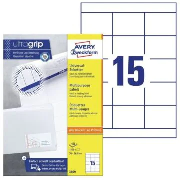 Photo Étiquettes adhésives ProNature 70 x 50,8 mm AVERY 3669 Lot de 1500