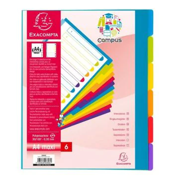 EXACOMPTA : Jeu de 6 intercalaires Campus 3806E