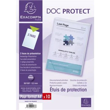 Lot de 10 étuis de protection A4 - 2 faces - 210 x 297 mm EXACOMPTA Premium Visuel