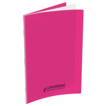 Cahier d'écolier 96 pages Grands carreaux - 210 x 297 mm - Polypro Rose : CONQUERANT Visuel