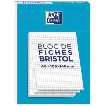 Fiches Bristol quadrillées A6 105 x 148 mm - Blanc OXFORD Lot de 30
