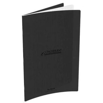 Cahier d'écolier 170 x 220 mm Grands carreaux 96 pages - Polypro Noir CONQUERANT