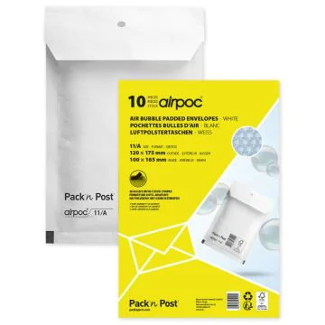 Lot de 10 Pochettes d'expédition matelassées - Blanc - 120 x 175 mm : MAIL MEDIA Visuel