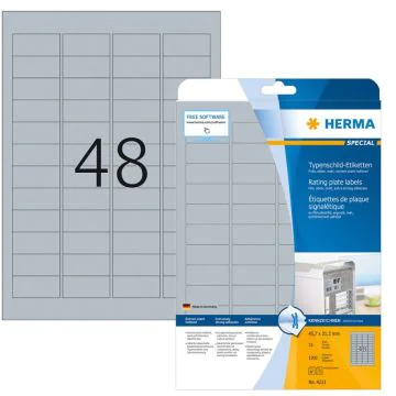 Étiquettes adhésives de signalisation Gris - 45,7 x 21,2 mm HERMA 4221 