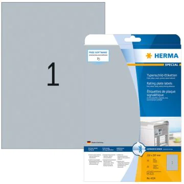 Étiquettes adhésives de signalisation Gris - 210 x 297 mm HERMA 4224