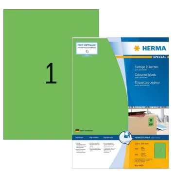Etiquettes adhésives - 210 x 297 mm - Vert : HERMA Lot de 100 image